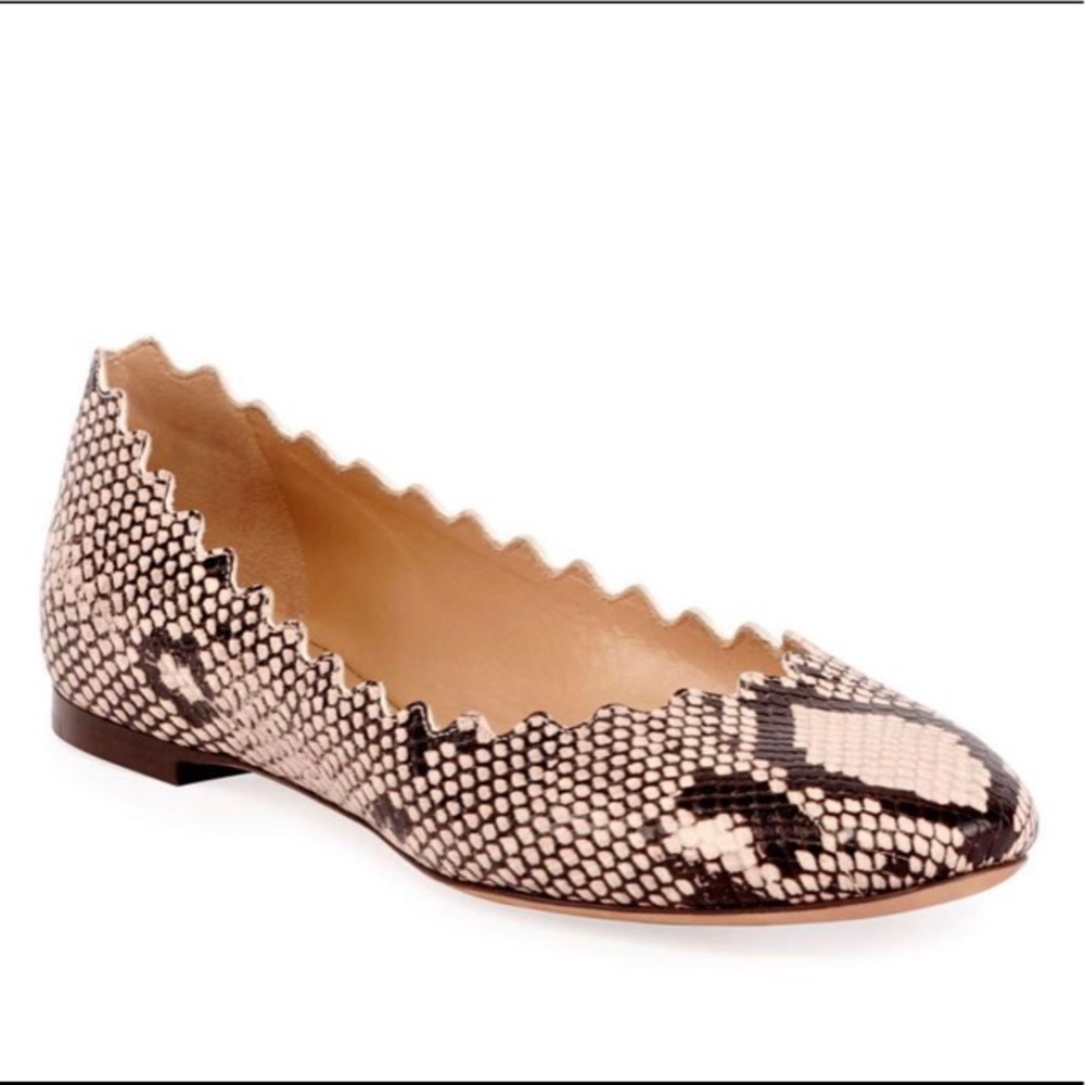 Chloe Snake Print Leather Flat